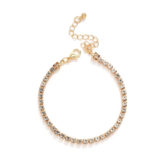 Modern Gold Chain Rhinestone Bracelet Set - Picture 6 of 9